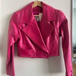 NWT Deadstock Vintage 80s Vakko Pink Leather Jacket